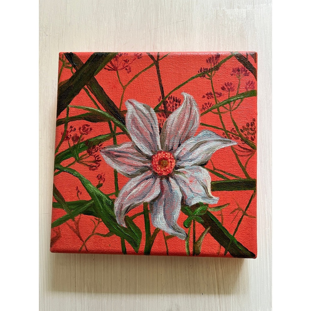 The Tropical Flower -‎ Original Small Oil Painting on Canvas NOT A PRINT blossom